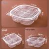 Round Transparent Disposable Fruit Box with Dividers and Lid for Fresh Slices and Salad Platter.