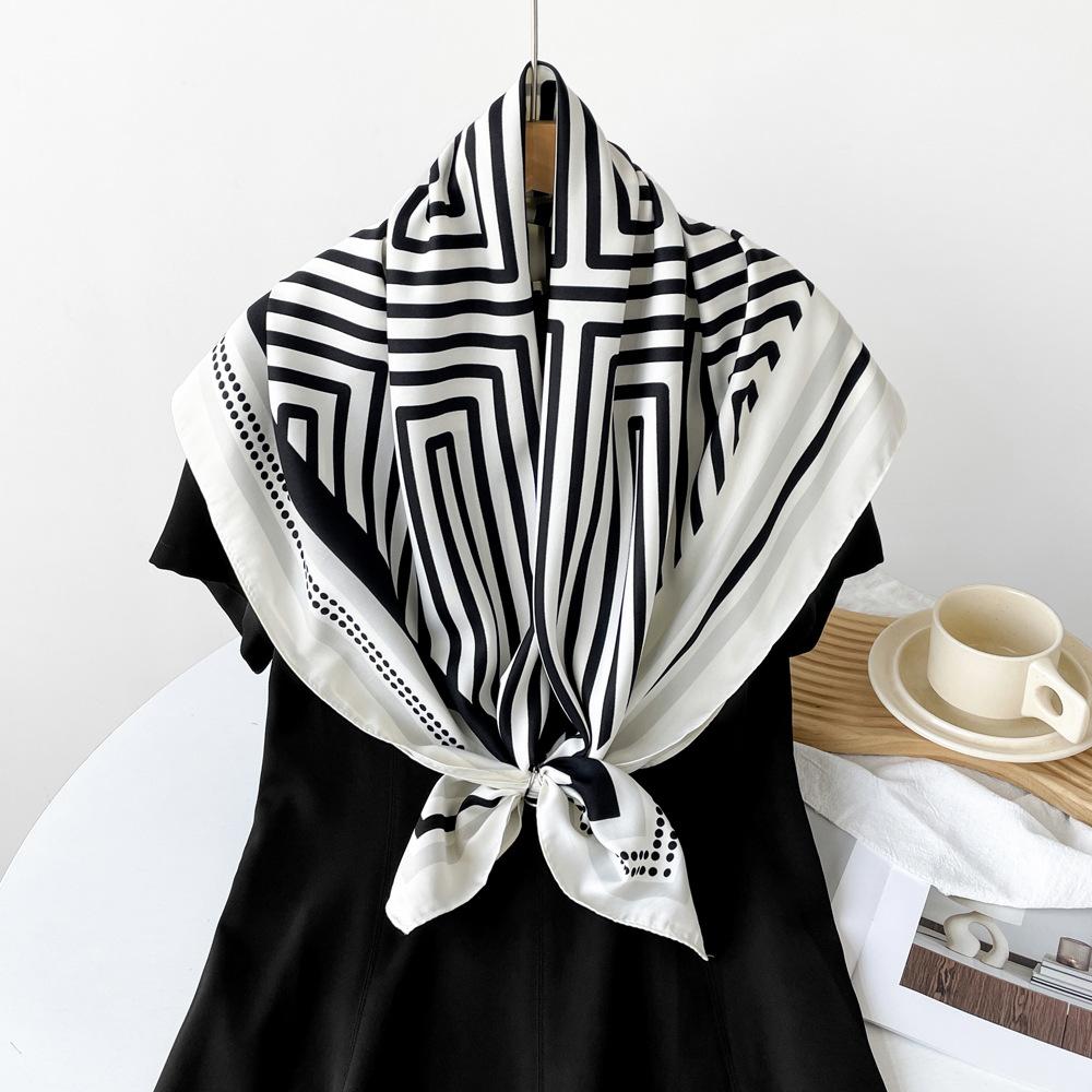 

Новый шарф полосатый летний тонкий платок легкий дышащий солнцезащитный платок твил квадратный 90*90cm