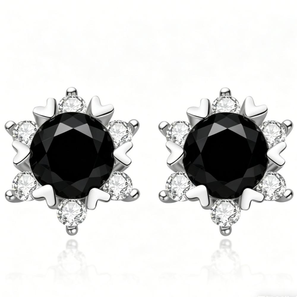 6.5mm Snowflake Full Diamond Stud Earrings Sunflower Paved Earrings D VVS1 Exquisite Moissanite Jewelry