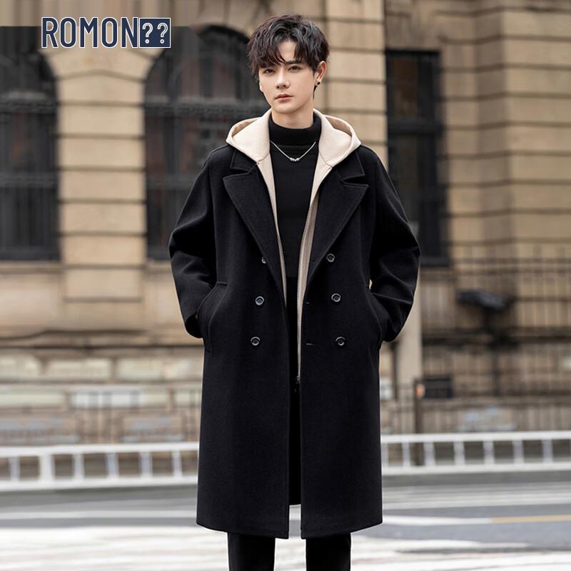 

ROMON Men s Faux Two-Piece Mid-Length Overcoat M
