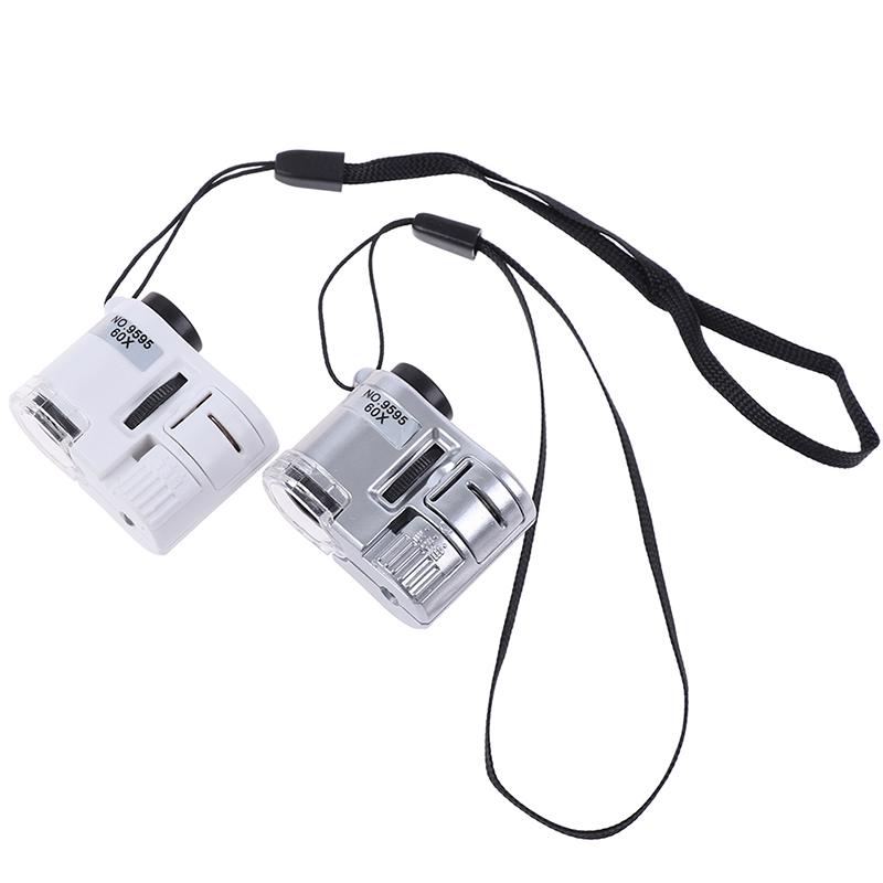 60X Mini Magnifier Microscope With Led Light Jewelry Jeweler Currency Dectector