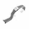 Universal Stainless Steel Bull Ring Watch Band with Curved Ends and Double Push Butterfly Clasp - 18/20/22mm