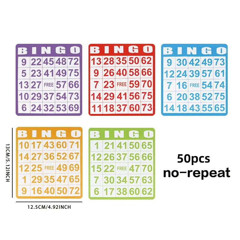 Bingo Game Set 50/100Pcs Premium Bright Colorful Cards Clear Plastic Markers Fun Group Game for Christmas Thanksgiving Party