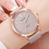 3PCs/Set Korean Women's Watch Fashion Versatile Leather Strap Grey Pink White Watch