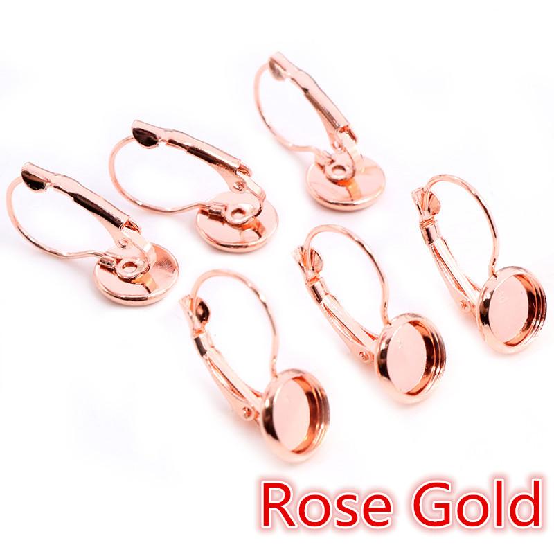 8-20mm 10pcs Classic Colors Plated French Lever Back Earrings Base,Fit 8-20mm Glass cabochons Earring Blank Supplies for Jewelry