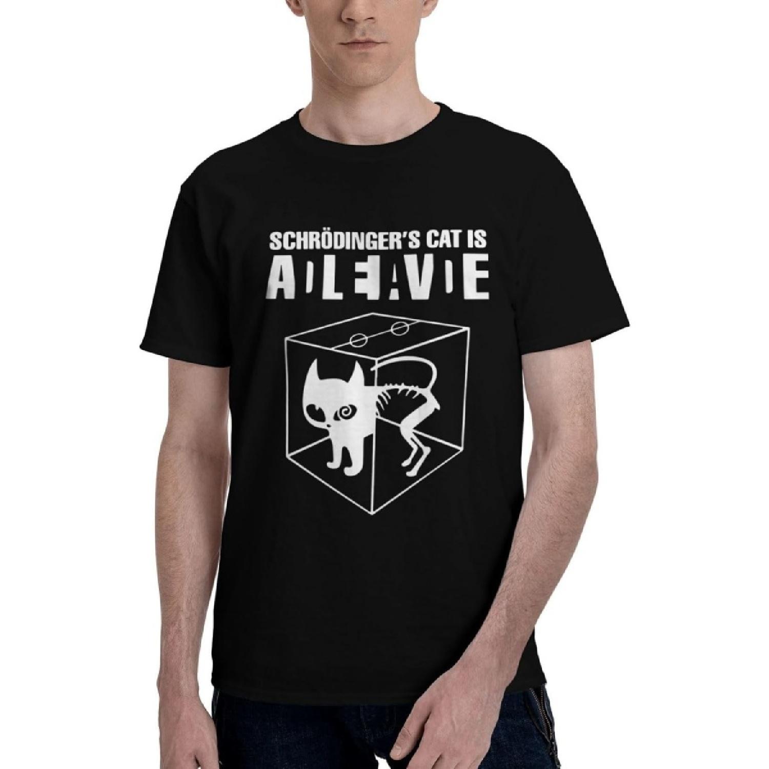 JOISOMI Men s t-Shirt Schrödinger s cat Short Sleeve T-Shirt for Men Crew Neck Sports Shirts XXXXXL разноцветный