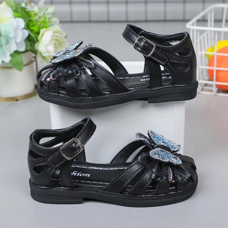 Mädchen Sommer Strandschuhe Prinzessin Sandalen Cut-outs Kindersandalen Kristall Schmetterling mit Spitze Süß Weich Atmungsaktiv Anti-Kick Niedlich