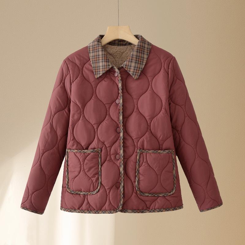 Stylish Velvet-Lined Cotton Jacket for Middle-Aged & Elderly Women - 2025 Autumn/Winter Collection