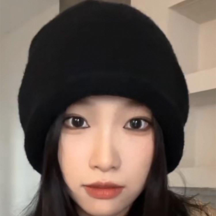 Face Showing Small Pile Hat Autumn and Winter Women's New Woolen Hat Korean Style Fashion Versatile Drawstring Style Cold Hat
