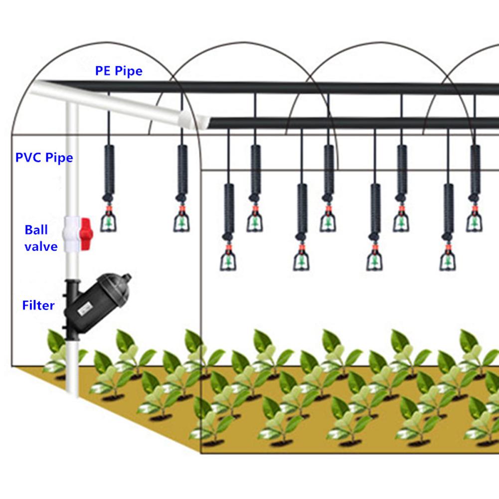 1 Set Cooling Hanging Sprinkler For Greenhouse Irrigation With Barb Connector 360 Degree Rotating With weight & Anti-drip device