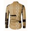 Spring Autumn New Men Long Sleeve 100% Polyester Shirt Tops Chain Pattern 3D Digital Print Business Casual Shirt
