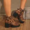 Fashionable New Round Toe Plus Size High-heeled Women's Boots Popular Spring  Autumn Square Heel Comfortable Casual Short Boots