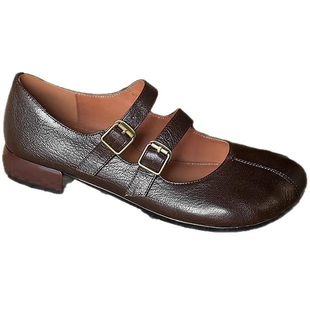 Mary Jane shoes women's French retro round head 2025 thick heel single shoes women's shoes buckle autumn soft leather British style new niche