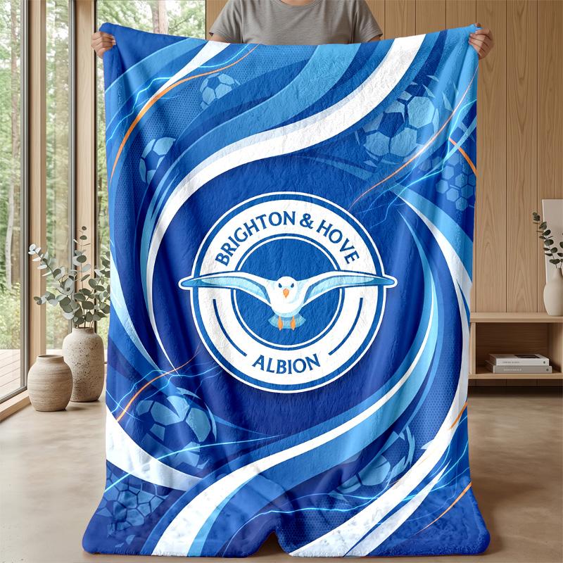Coperta in Flanella con Stampa Calcio Brighton & Hove Albion, Coperta Morbida Calda Leggera per Divano Letto Campeggio