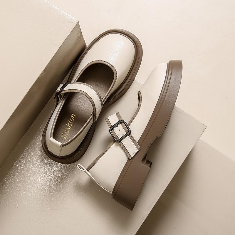 Fashion French Mary Jane Single Shoes Women'S Spring Versatile Platform Heightening Skirt Small Leather Shoes