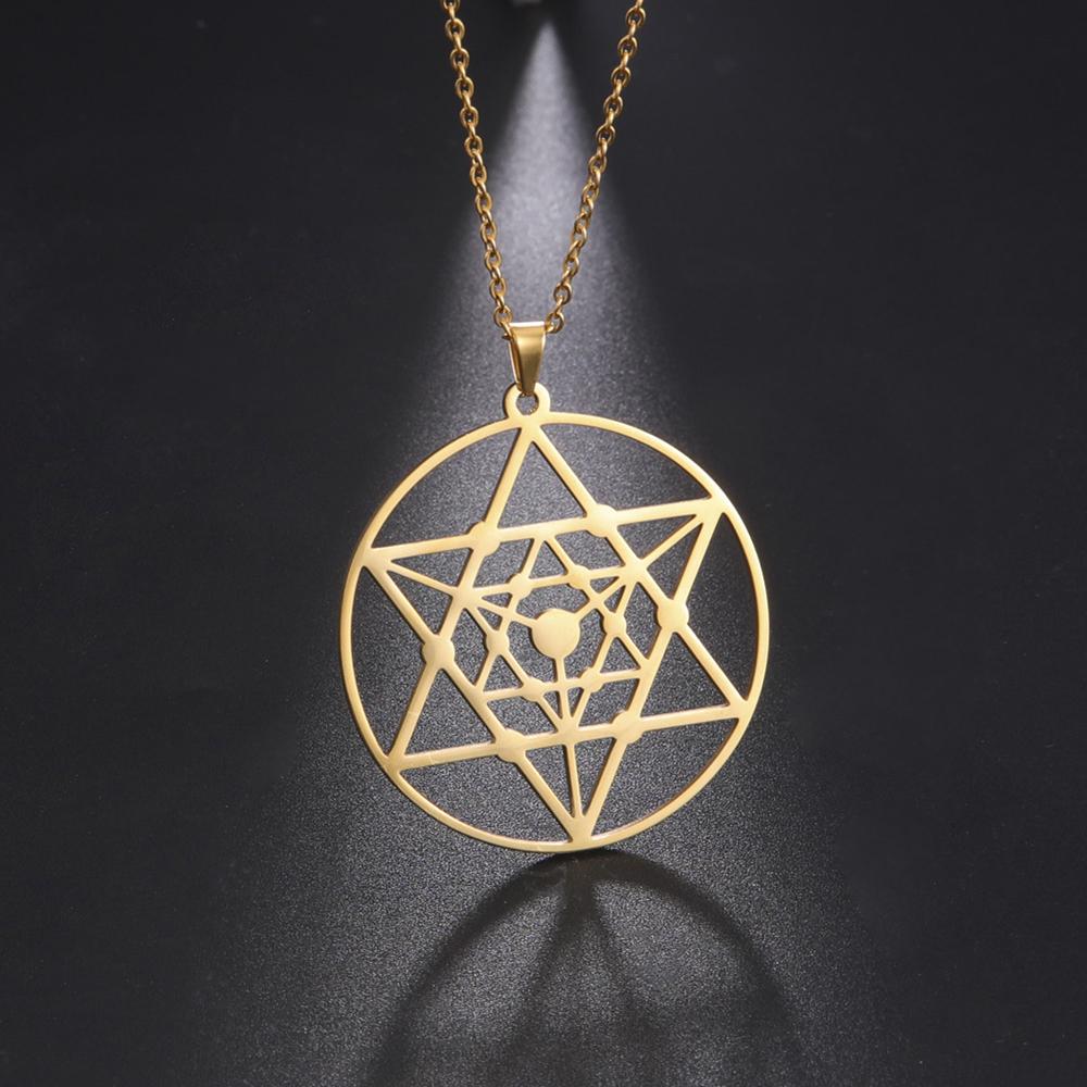 LIKGREAT Flower of Life Pendant Necklace for Women Mandala Chakra Hollow Stainless Steel Charms Jewelry Geometry Amulet Gift