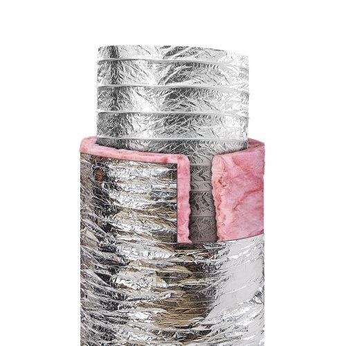 VEVOR Dryer Vent Hose, 203.2MM Insulated Flexible Duct 7.62M Long with 2 Duct Clamps