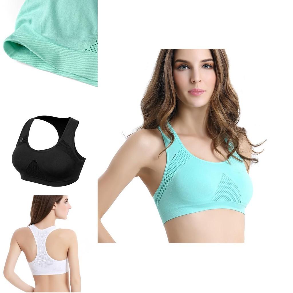 Women Breathable Padded Sports Bra With Hollow Out Design And Pure Color