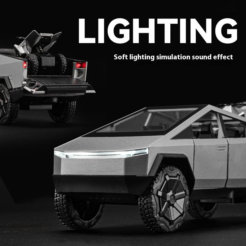 1/32 Scale Tesla Cybertruck Pickup Trailer RV Metal Alloy Toys Car Model Diecast Off-road Vehicle Gift for Boys Kids Collection Truck Ornaments