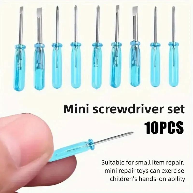 10pcs Blue Mini Screwdriver Set, Toy Cross Word Repair Tool, Suitable For Exercising Hands-on Ability Small Repair Tool, Cry