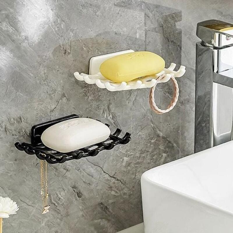 Grid-patterned adhesive soap holder