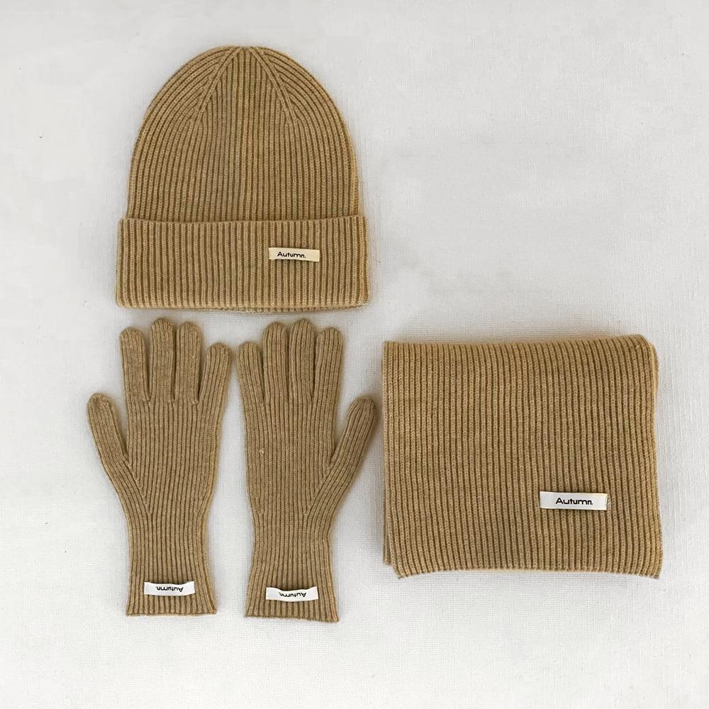 New Red Hat Scarf Gloves Set Ear Protection Thickened Knitted Woolen Cap Warm Cotton New Year Winter Beanie Hats Christmas Gift