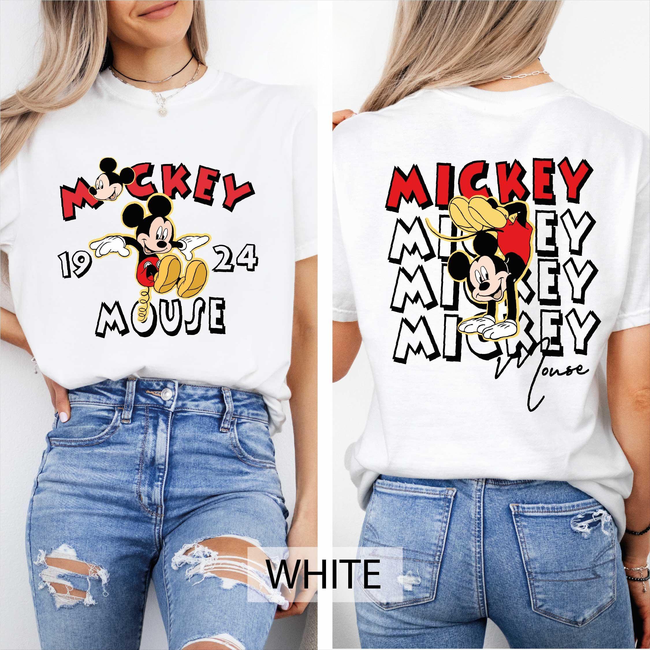 

Classic Mickey Mouse Trend Print WoUnisex TShirt Relaxed Plus Size Crew Neck Short Sleeve High Stretch TShirt Top S