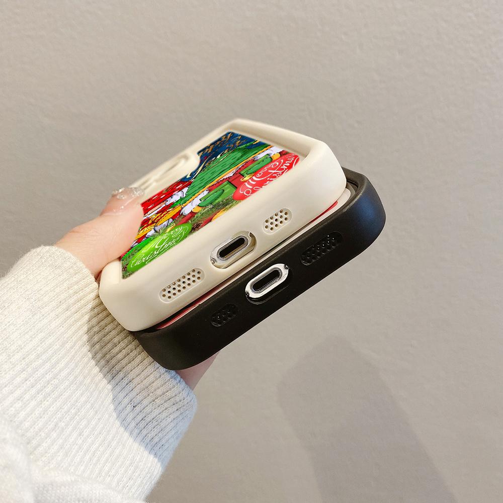 Ae119 Merry Christmas Santa art design Phone Cases for iPhone 16 14 13 11 Pro Max 15 7 8 6 Plus 12 mini XR XS Max SE Angel Eye Ladder Protective Cover