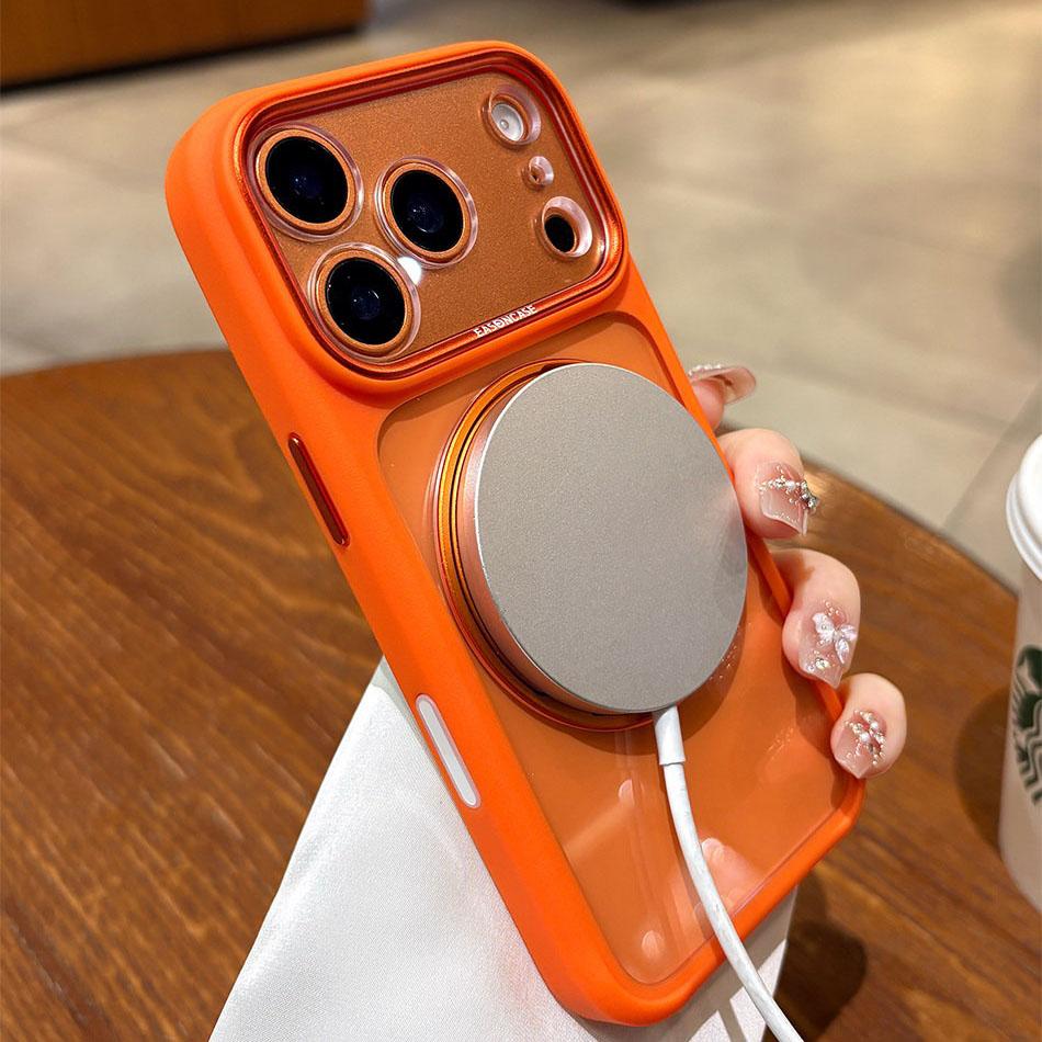 For  Rotating Bracket Transparent Acrylic Case for For Iphone 17 16 Pro Max Ring Holder Stand Acrylic Shockproof Clear Cover