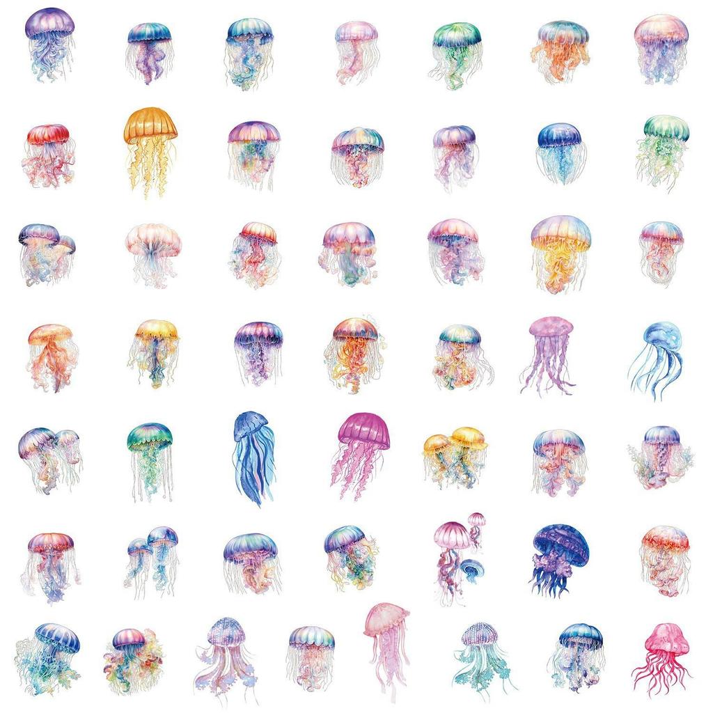 50PCS Cute Marine Life Waterproof Stickers for Water Bottles, Computers, & DIY Stationery