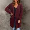 Women's Fashionable Loose Fitting Solid Color Medium Length Knitted Sweater Cardigan Jacket