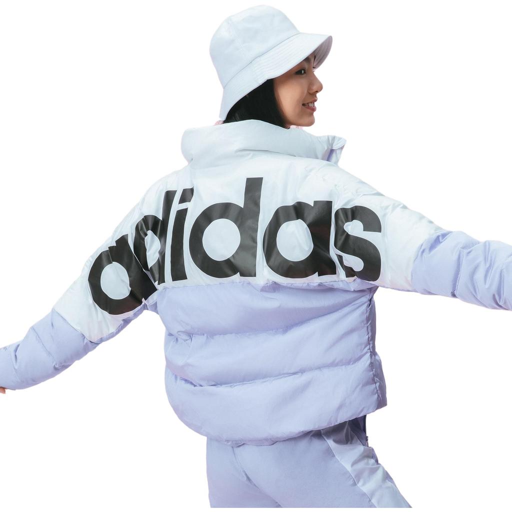 Adidas Neo W Icons+ Large Logo Print Color Block Stand Collar Down Jacket Women Outerwear White H36721