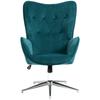 Swivel Living Room Armchair With Adjustable Height Tufted Backrest Velvet Like Fabric Blue