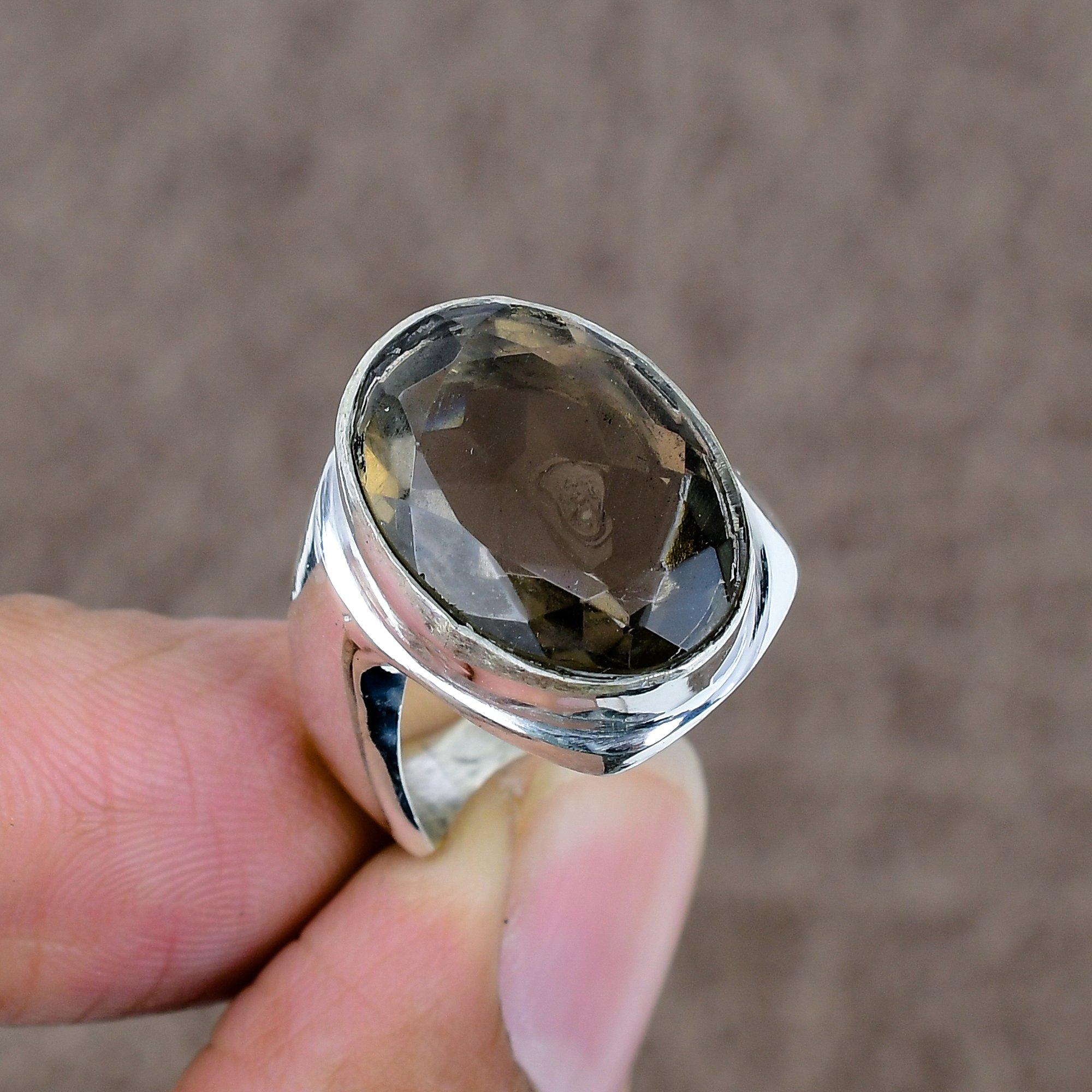 

Smoky Topaz Genstone Handmade 925 Sterling Silver Jewelry Ring Size 7.5 KKG-524