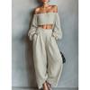 QICED Women's Fashion Casual Long Sleeve  Pants Suits