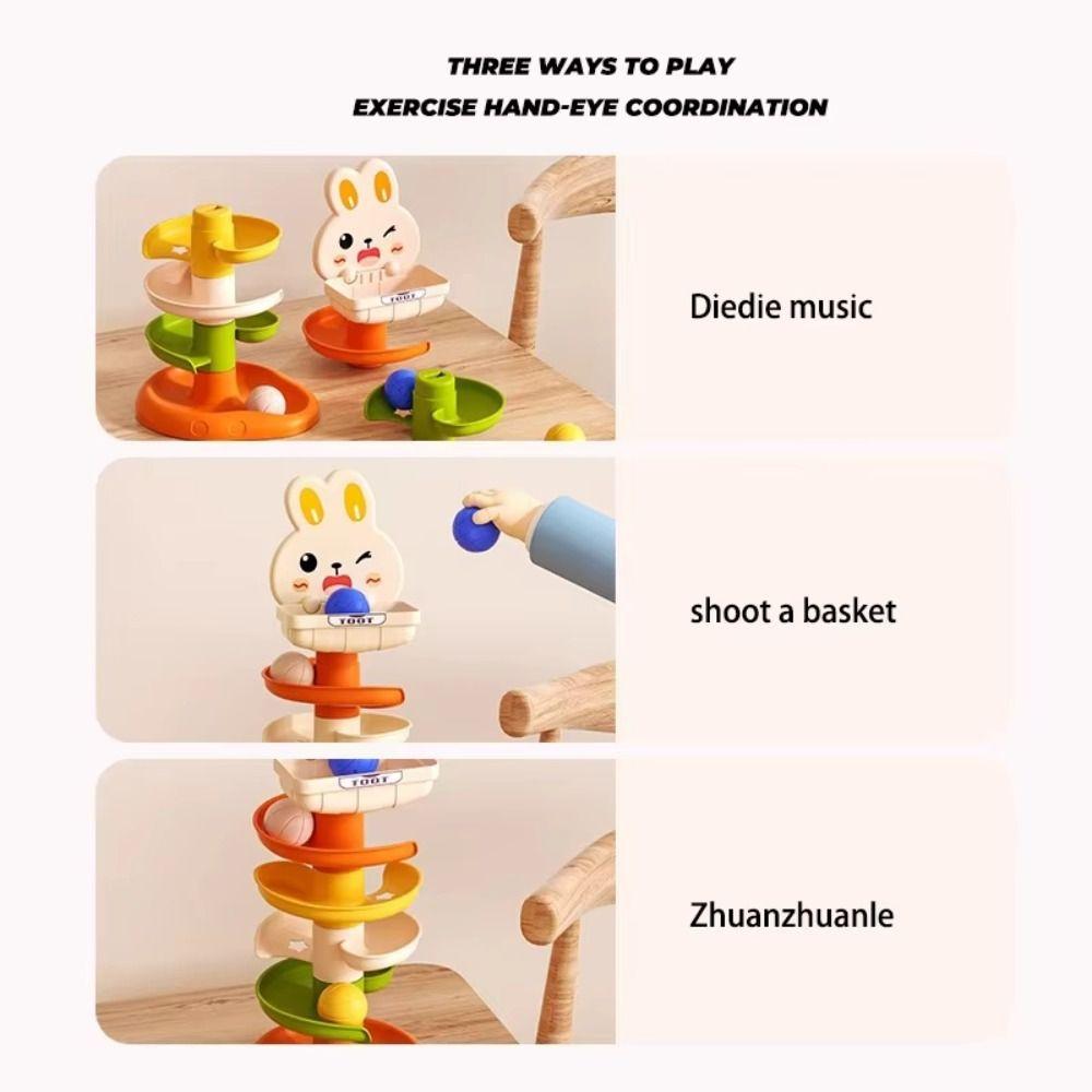 Rotating Design Rabbit Rail Car Ball Toys Press Mechanism Track Turn Around Toy Toddler Activities