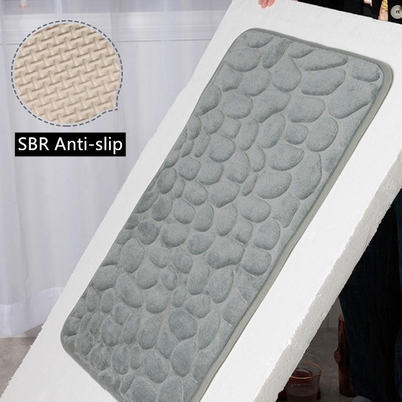 Inyahome Memory Foam 2 Pieces Bath Rugs Set Soft Non-Slip Thick Bath Mat and Contour Toilet Rug Absorbent Washable Bathroom Rugs