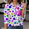 1116 European and American Women's Clothing Round Neck Dot Print Long-sleeved Fashion Women's Shirt
