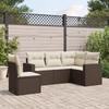 Vidaxl 5-Cz. Garden Furniture Set With Cushions, Brown, Poly Rattan