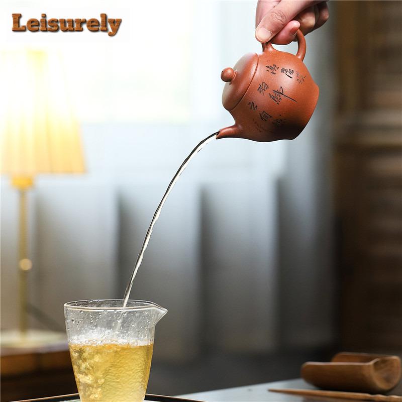 200ml Handmade Yixing Purple Clay Teapots Handmade Autumn Water Pot Raw Ore Downhill Mud Kettle With Filter Zisha Teaset Teaware