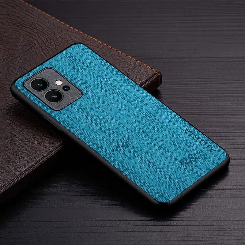 Case for Vivo Y75 5G funda bamboo wood pattern Leather cover Luxury coque for vivo y75 case capa