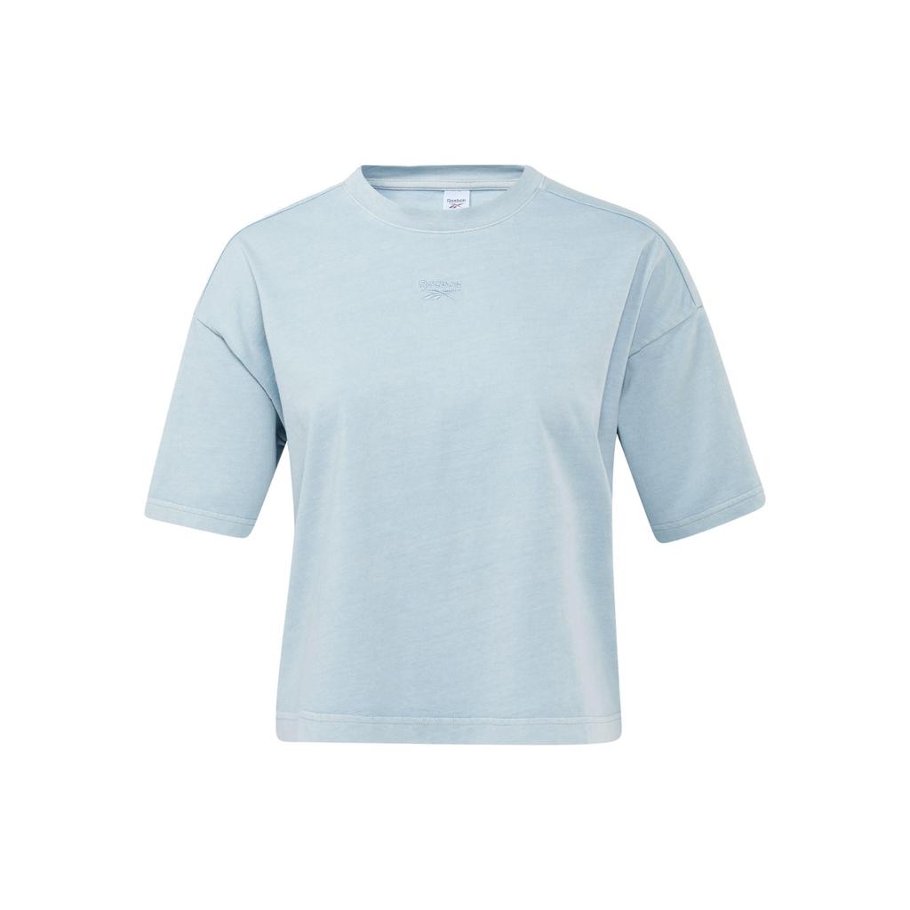 Reebok Classics  Nd Solid Color Round Neck Short Sports T-Shirt Women Tops Blue GP7888