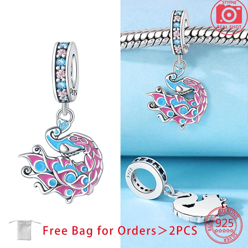 Original Copper Animal Colorful Parrot Jade Series Charms Hummingbird Bird Beads Pendant Fit Diy Bracelet Women Jewelry Gift