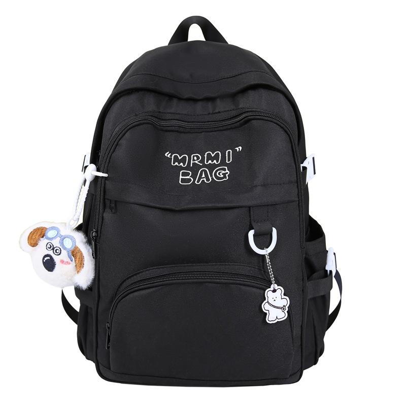Letter Embroidered Backpack Contrast Color Student Schoolbag Female Campus Backpack