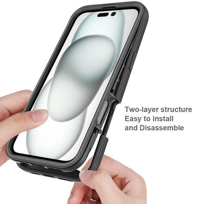 For iPhone 16 Plus Case PC+TPU Clear Phone Cover with PET Screen Film
