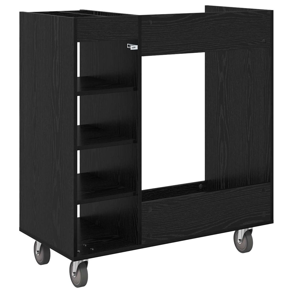 Golf Cabinet with Wheels Universal Black Oak Effect 90 x 45 x 98 cm