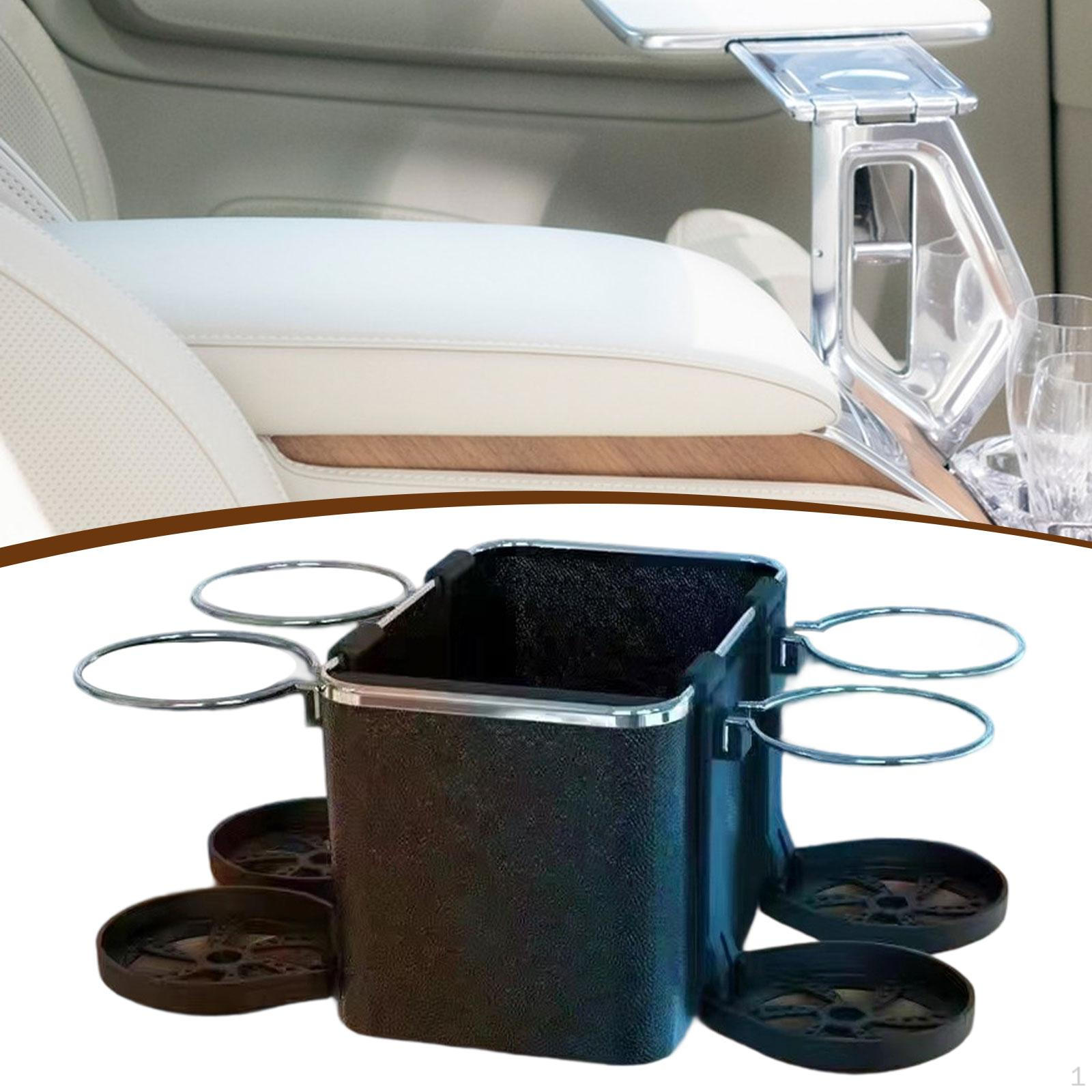 

Car Armrest Storage Box Center Organizer with 4 Foldable Cup Holders Universal Napkin Holder чёрный