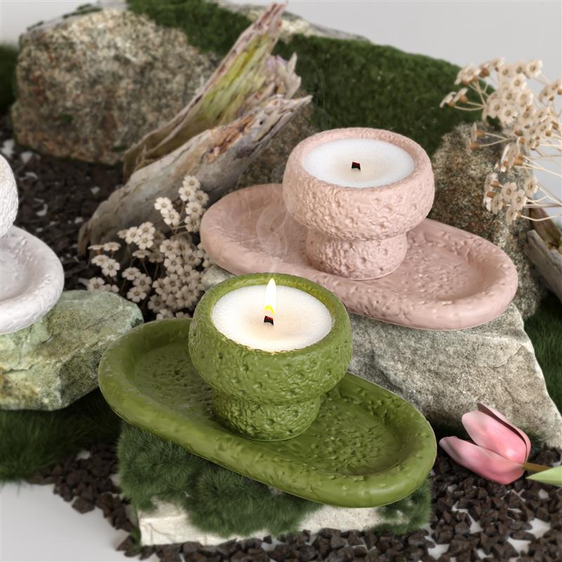 Stone Patterned Tray Candle Cup Mold Resin Casting Silicone Mold DIY Gypsum Cement Tray Silicone Resin Mold