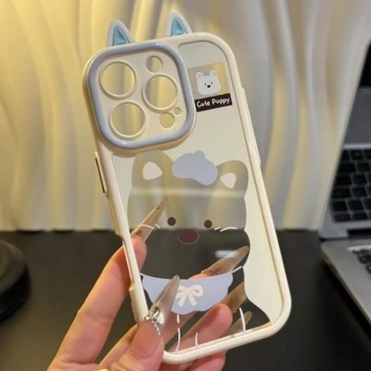 Hollow West Highland Puppy Suitable for Apple 16pro Mobile Phone Case IPhone 15 Protective Case 14pro Mirror Bracket