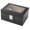 Premium Triple Watch Display Case PU Leather Construction Antislip Base Compact Storage For Home Office Use